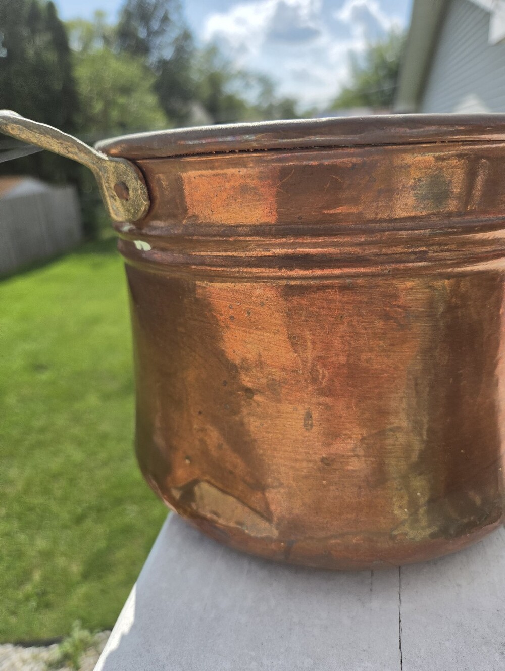 Vintage Turkish Handmade Copper Planter Cooking Pot Copper Brass Hand Forged - Picture 4 of 11
